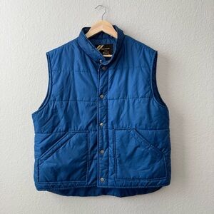 Vintage Sears Outdoor Puffer Vest Blue Quilted Insulated 70s 80s Retro‎
